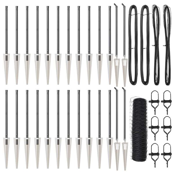 vidaXL Žoga āķis Pelēka 50 x 0,8 m (36 mm siets) Tērauds un PVC