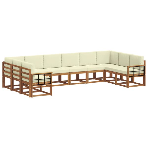 vidaXL Āra dīvānu komplekts ar spilvenu 10 pcs Dabisks un krējuma