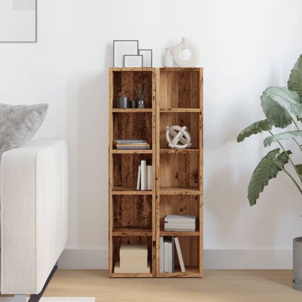 vidaXL CD plaukti, 2 gab., veca koka, 21x16x93,5 cm, inženierijas koks