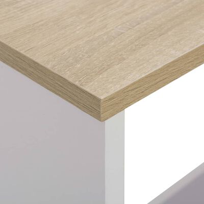 vidaXL bāra galds ar divām virsmām, 130x40x120 cm, balta un ozolkoka