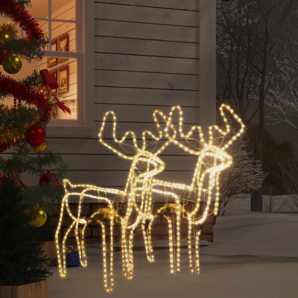 vidaXL ziemeļbriežu figūras ar kustīgu galvu, 2 gab., baltas