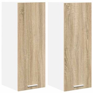 vidaXL Piekarams skapītis 2 pcs Sonoma ozols un balts 30 x 31 x 80 cm