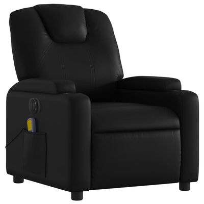 vidaXL elektrisks masāžas krēsls, atgāžams, melna mākslīgā āda