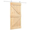 vidaXL Slīdo&scaron;ās durvis Dabisks un balts 95 x 210 cm Cieta priedes koks