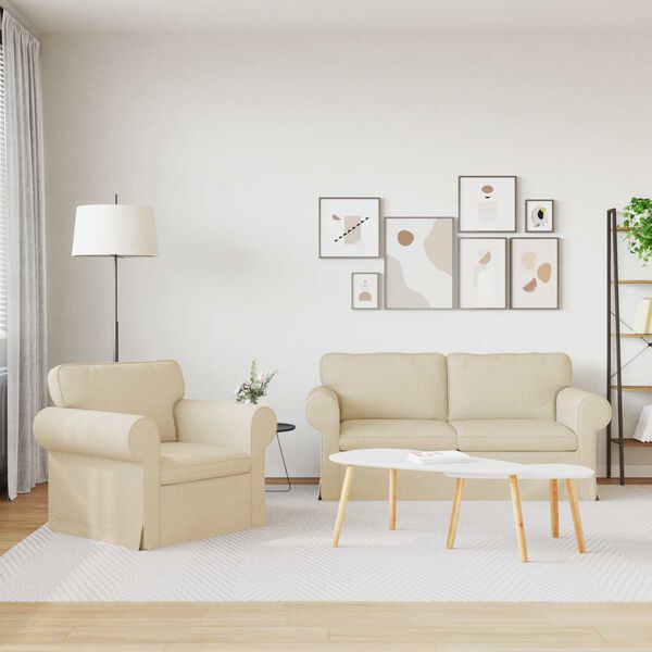 vidaXL Dīvāns 2 pcs Krēmkrāsa 175 x 82 x 80 cm audums