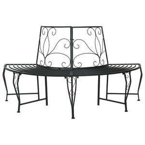 vidaXL Koku sols 4 -vietīgs 160 x 80 x 89 cm steel Melns pusapaļ&scaron;