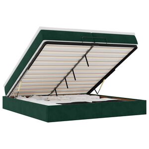 vidaXL Osmaņu gultas rāmis ar matračiem tum&scaron;i zaļ&scaron; 200x200cm audums