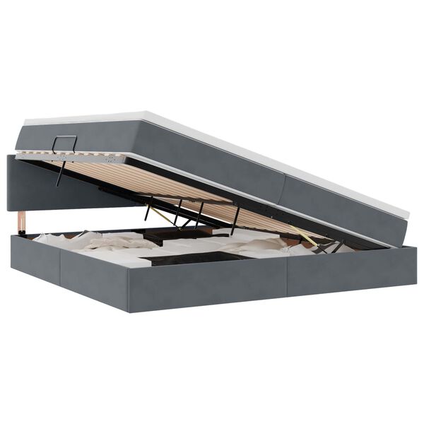 vidaXL Gulta ar uzglabā&scaron;anas vietu un LED Tum&scaron;i pelēks 200 x 200 cm