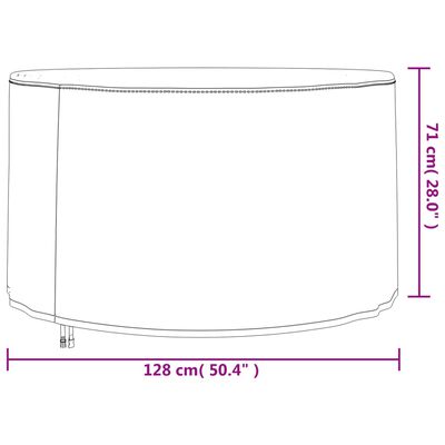 vidaXL dārza mēbeļu pārklājs, apaļš, melns, Ø 128x71 cm, 420D audums
