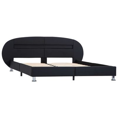 vidaXL gultas rāmis ar LED, melns, 140x200 cm, mākslīgā āda