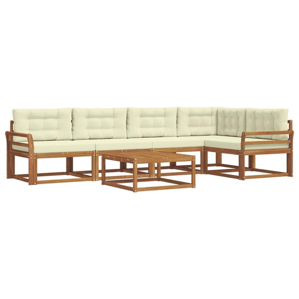 vidaXL Āra dīvānu komplekts ar spilvenu 6 pcs Dabisks un krējuma