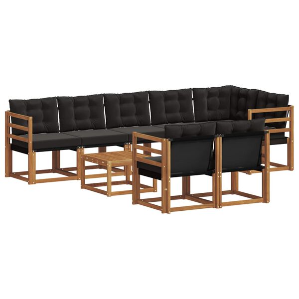 vidaXL Āra dīvānu komplekts ar spilvenu 9 pcs Dabīgs un melns
