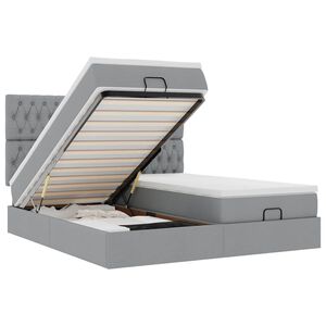 vidaXL Osmaņu gultas rāmis ar matračiem gai&scaron;i pelēks 200x200cm audums