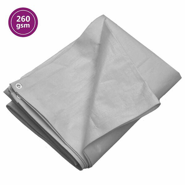 vidaXL brezenta pārklājs, 260 g/m&sup2;, 8x12 m, pelēks, HDPE