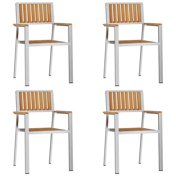 vidaXL Dārza krēsls 4 pcs Brūna 56 x 54,5 x 87 cm Ciets tek&scaron;a koks