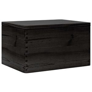 vidaXL koka kaste ar vāku, melns, 40x30x23 cm, priedes masīvkoks