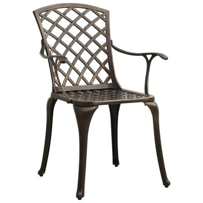 vidaXL dārza krēsli, 2 gab., liets alumīnijs, bronzas krāsā