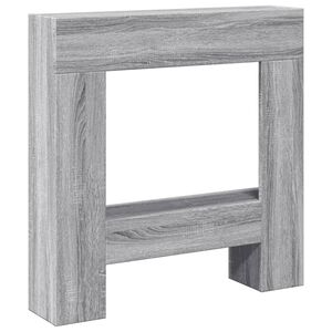vidaXL kamīna apmale, pelēka koka, 81x18x82 ,5 cm, konstruēts koks