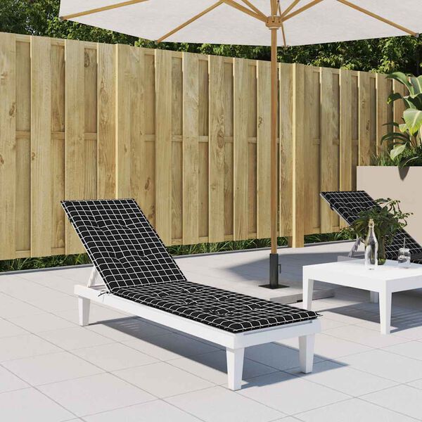 vidaXL sauļošanās krēsla matracis, melns četrstūru raksts