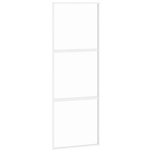 vidaXL bīdāmās durvis, baltas, 76x205 cm, rūdīts stikls un alumīnijs
