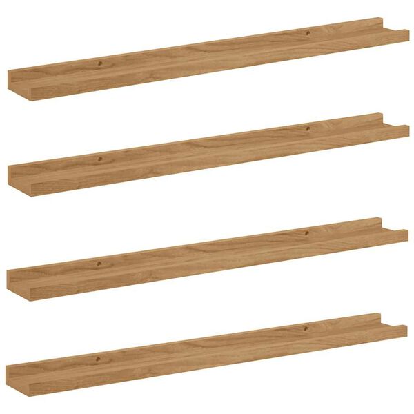 vidaXL Sienas plaukts 4 pcs Brūna 80 x 9 x 3 cm Inženierijas koks