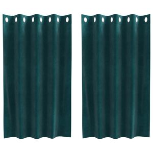 vidaXL Aptum&scaron;ojo&scaron;ie aizkari 2 pcs Tum&scaron;i zaļ&scaron; 140 x 140 cm Samts