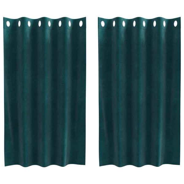 vidaXL Aptum&scaron;ojo&scaron;ie aizkari 2 pcs Tum&scaron;i zaļ&scaron; 140 x 140 cm Samts