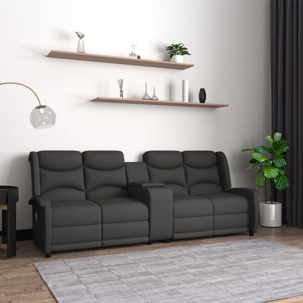 vidaXL četrvietīgs masāžas krēsls ar glāžu turētāju, tum&scaron;i pelēks