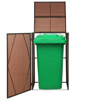 vidaXL nojume atkritumu konteineram, 76x78x120 cm, brūns PE pinums