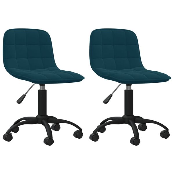 vidaXL grozāmi virtuves krēsli, 2 gab., zils samts