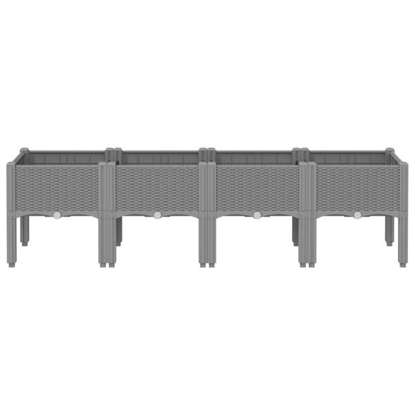 vidaXL dārza puķu kaste ar kājām, gai&scaron;i pelēka, 160x40x42 cm, PP
