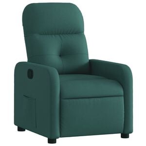 vidaXL atpūtas krēsls, atgāžams, tum&scaron;i zaļ&scaron; audums