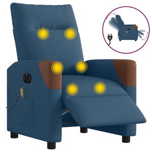 vidaXL elektrisks masāžas krēsls, atgāžams, zils audums