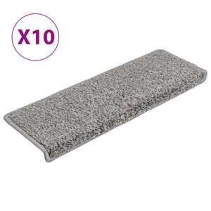 vidaXL kāpņu paklājiņi, 10 gab., 65x21x4 cm, pelēki, taisnstūrveida mala