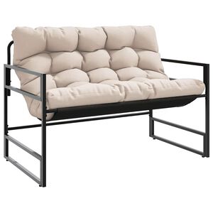 vidaXL dārza sols ar matraci, pelēkbrūns, 113 cm, tērauds