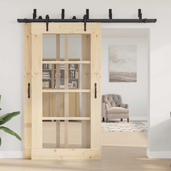 vidaXL bīdāmo durvju sistēma, 213,5 cm, melns tērauds