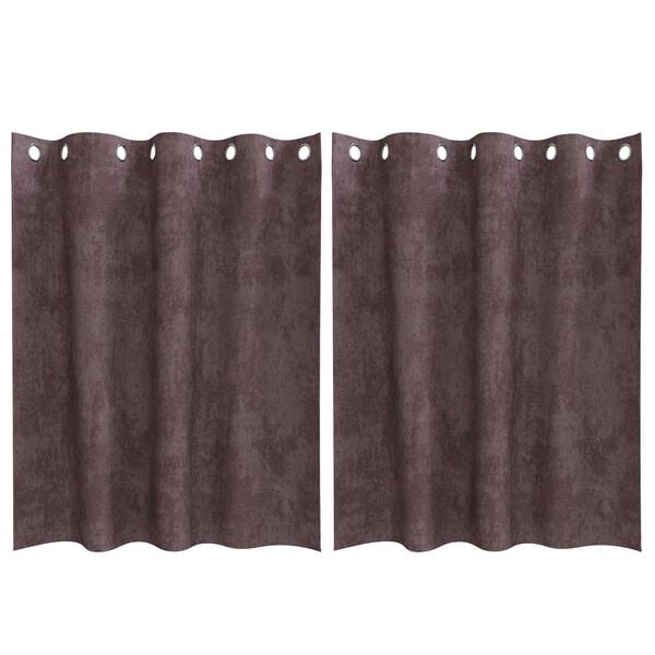 vidaXL Samta aizkari ar aizkariem 2 pcs Brūna 140 x 140 cm Samts