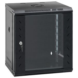 vidaXL Tīkla skapis ar uzglabā&scaron;anu Melns 530 x 400 x 600 mm Tērauds