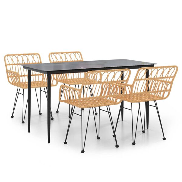 vidaXL 5-daļīgs dārza mēbeļu komplekts, PE rotangpalma