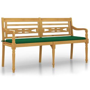 vidaXL sols ar zaļu matraci, 150 cm, masīvs tīkkoks