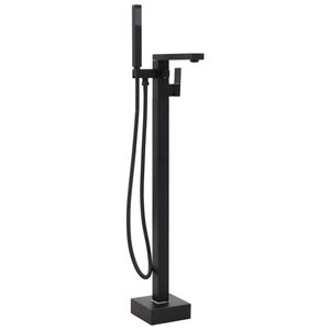 vidaXL vannas krāns, brīvi stāvo&scaron;s, 90 cm, nerūsējo&scaron;s tērauds, melns