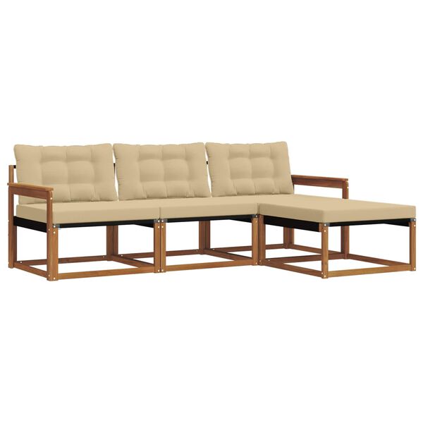 vidaXL Āra dīvānu komplekts ar spilvenu 4 pcs Dabisks un bē&scaron;s