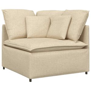 vidaXL modulārs stūra dīvāns ar spilveniem, krēmkrāsas, 100 cm