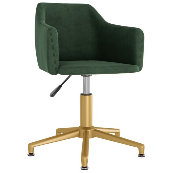 vidaXL grozāmi virtuves krēsli, 2 gab., tum&scaron;i zaļ&scaron; samts