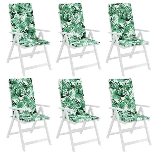 vidaXL krēslu spilveni, 6 gab., lapu apdruka, oksforda audums