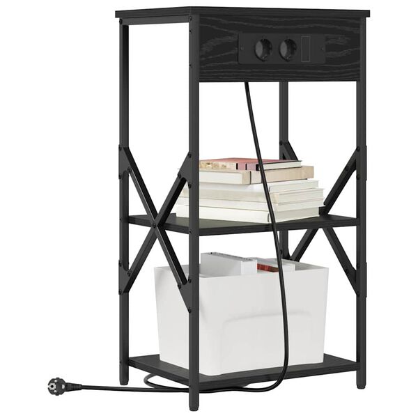 vidaXL Nakts skapītis ar plauktu 2 pcs Melns ozolkoks 41 x 31 x 76 cm