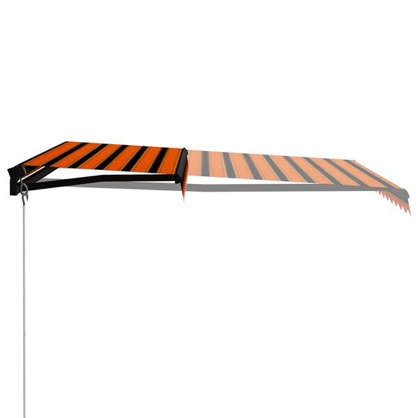 vidaXL izvelkama markīze ar LED, manuāla, 350x250 cm, oranža un brūna