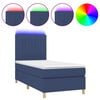 vidaXL atsperu gulta ar matraci, LED, zils audums, 90x190 cm