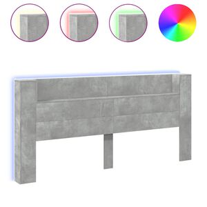 vidaXL galvgaļa skapis ar LED, betona pelēks, 220x16,5x103,5 cm