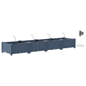 vidaXL Dārza stādītājs 4 pcs Pelēks 160 x 40 x 22 cm Plastmasa